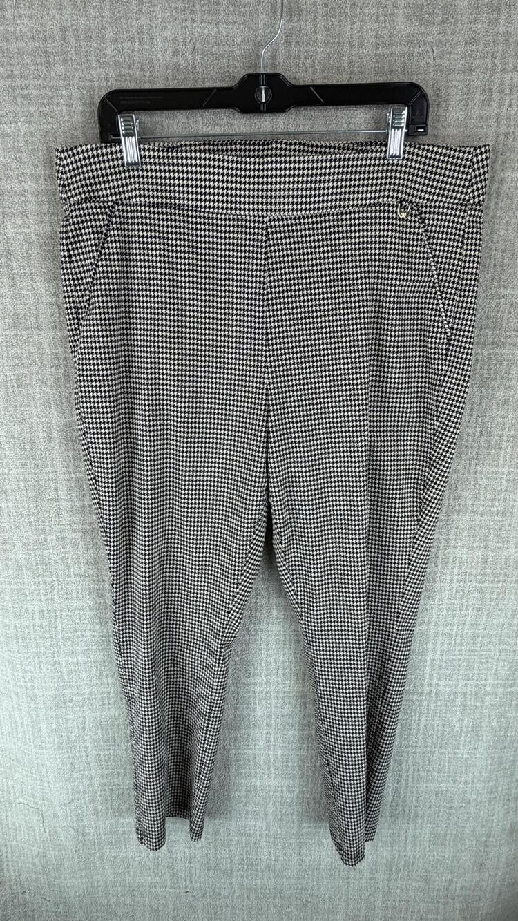 Rafaella Pants Womens 18 Black Houndstooth Tapered Pull On Pockets Stretch